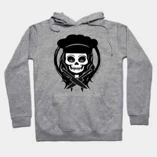 Female Chef Skull and Knives Black Logo Hoodie